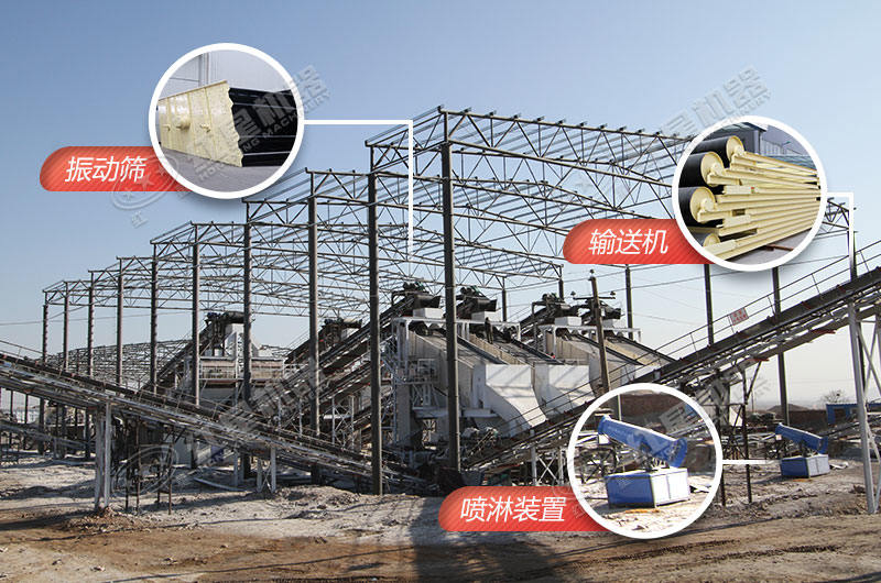 石子破碎生產(chǎn)線配圖設備安裝搭設現(xiàn)場